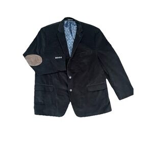 Ralph Lauren Black Label Suede Elbow Patch Black Corduroy Blazer Sport Coat 50L
